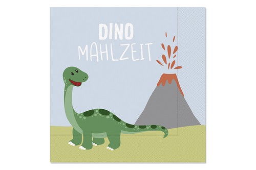 20 Servietten Dino - Dino am Vulkan 33x33cm