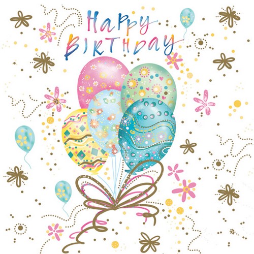 20 Servietten Pastel Balloons with Gold Flowers - Ballons in Pastellfarben 33x33cm