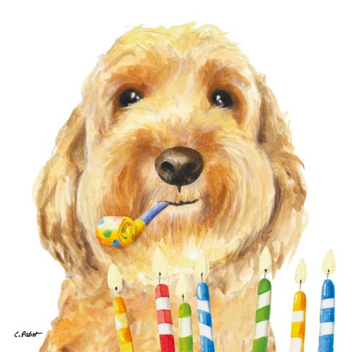 20 Servietten Happy Birthday Dog - Hund feiert Geburtstag 33x33cm