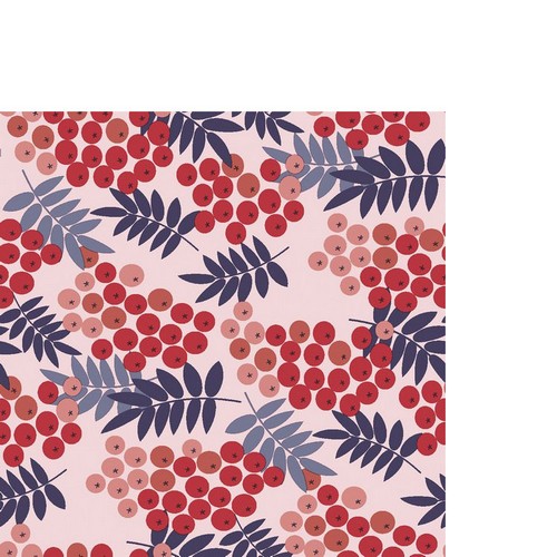 20 kleine Cocktailservietten Rowan Berries - Vogelbeeren und Blätter 24x24cm