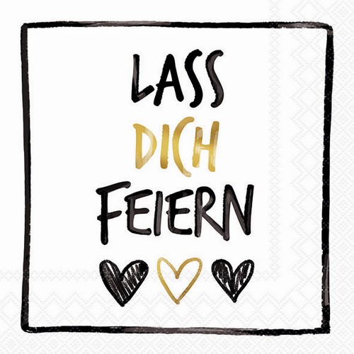20 Servietten Lass dich feiern - Feiern mit Herzen 33x33cm