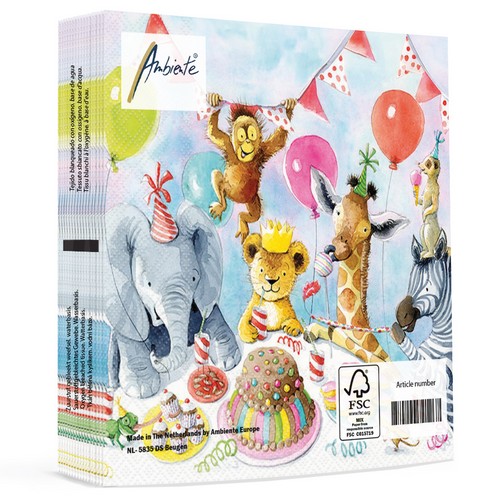 20 Servietten Party Animals - Feiern mit Partytiere 33x33cm