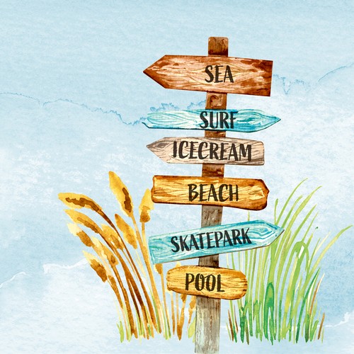 20 Servietten Beach Signs - Beschilderung am Meer 33x33cm