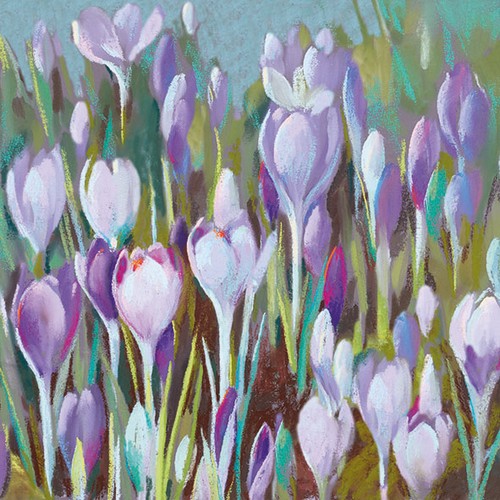 20 Servietten Crocus - Krokusblumen im Blumenfeld 33x33cm