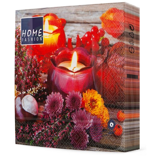 20 Servietten Autumn Lantern - Kerzengläser im Herbst 33x33cm