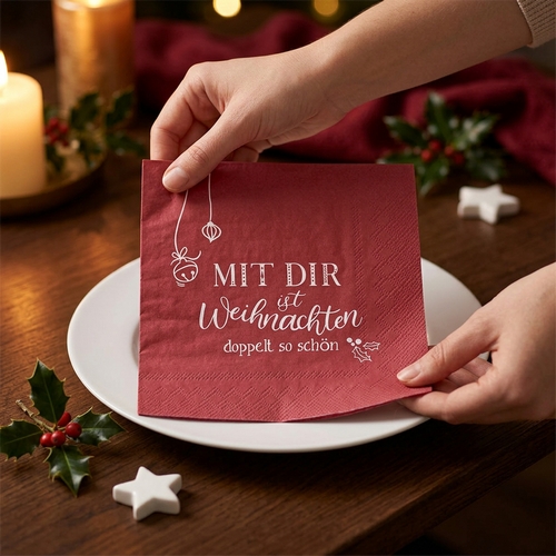 20 Servietten Mit Dir bordeaux -  33x33cm