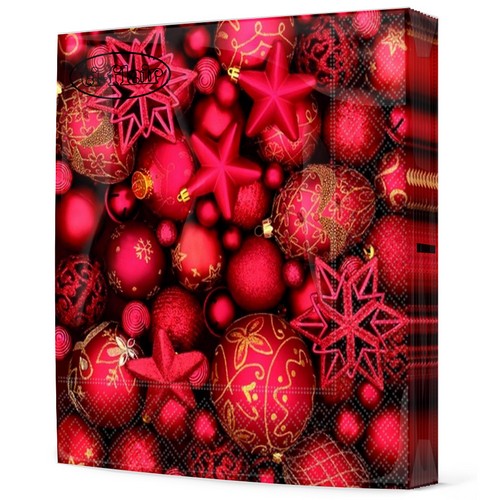 20 Servietten Bolas Rojas de Navidad - Rote Kugeln und Sterne 33x33cm