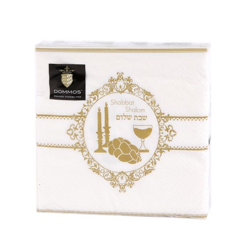 20 Servietten Shabbat Shalom gold 33x33cm