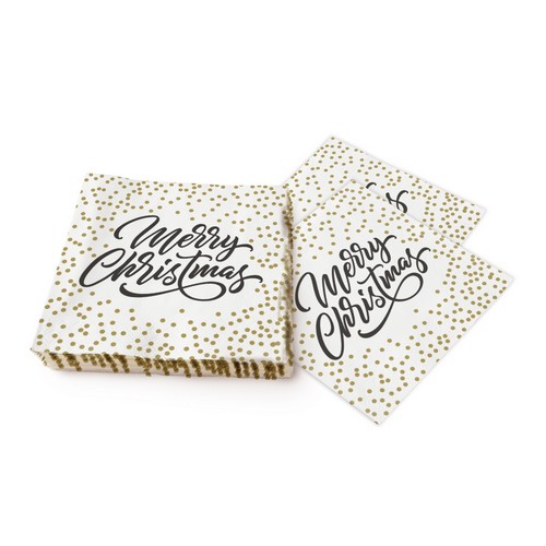 20 Servietten Merry Dots - Merry Christmas mit Punkte 33x33cm