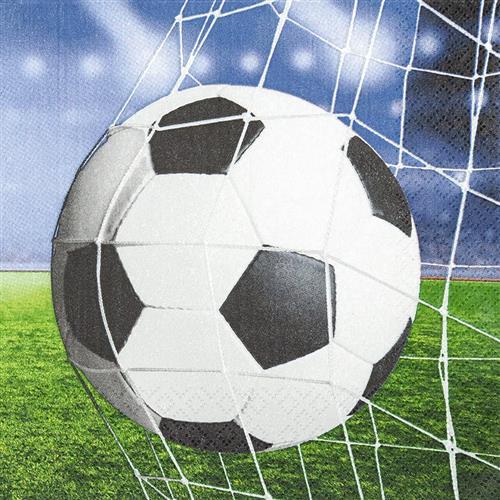 20 Servietten Soccer - Fussball im Netz 33x33cm