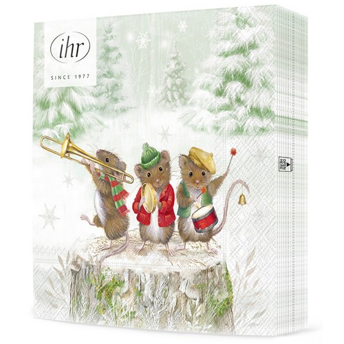 20 Servietten Mouse Band - Mäuse-Band im Winter 33x33cm