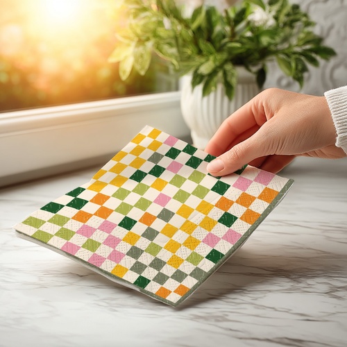 20 kleine Cocktailservietten Citrus grid - Moderne Urwald-Abbildung 25x25cm