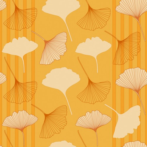 20 Servietten Ginko Glow - Ginkgo auf gelb 33x33cm