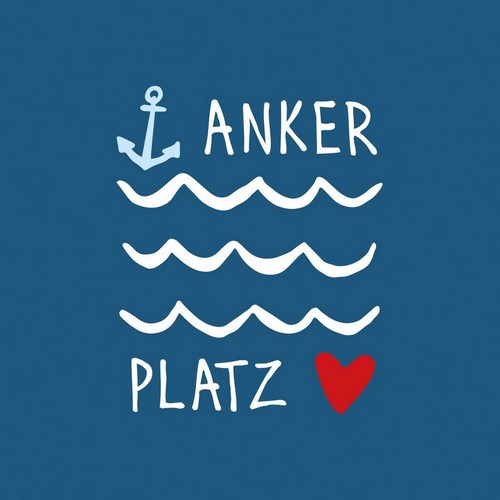 20 Servietten Seaside Ankerplatz - Ankerplatz auf dunkelblau 33x33cm