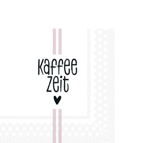 20 kleine Cocktailservietten Kaffeezeit  - Kaffeezeit mit Herz 25x25cm