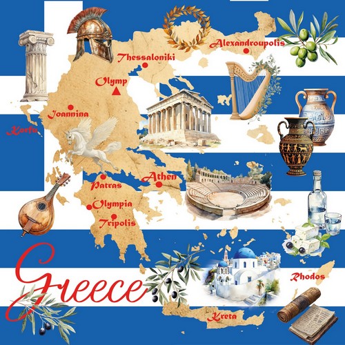 20 Servietten Greek Life - Schöne Seiten von Griechenland 33x33cm
