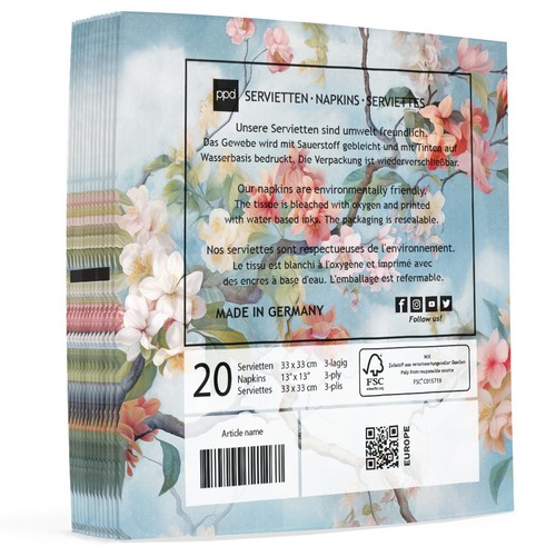 20 Servietten Equador - Himmlische Blumen 33x33cm