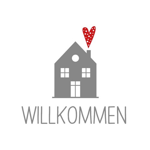 20 Servietten Willkommen weiss 33x33cm