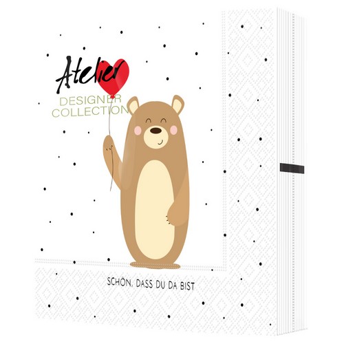 20 Servietten Tapsy Bear - Bär mit Herzballon 33x33cm