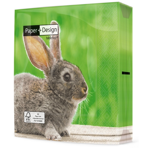 20 Servietten Bunny in grass - Hase vor Graslandschaft 33x33cm