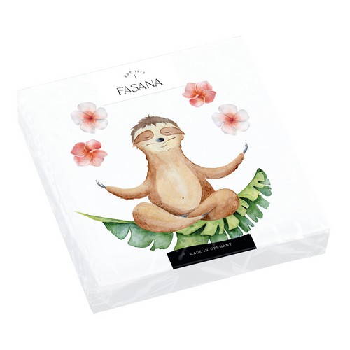 20 Servietten Mr Sloth - Faultier bei Yogaübung 33x33cm