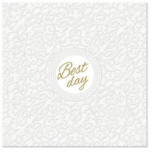 20 Servietten geprägt Inspiration Icon Best Day  - Bester Tag auf weiß 33x33cm