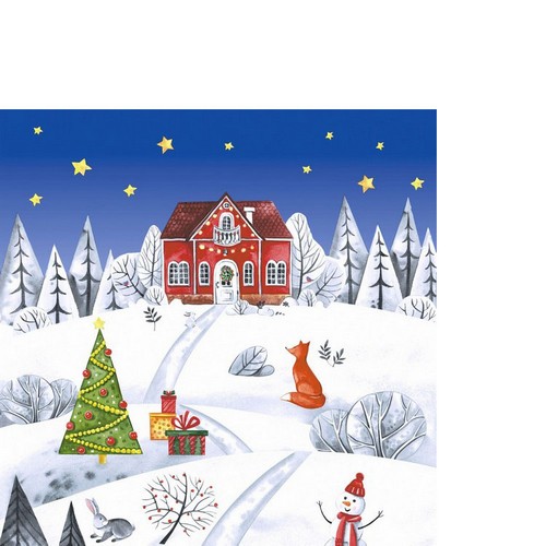 20 kleine Cocktailservietten Winterland - Perfekter Wintertag 24x24cm