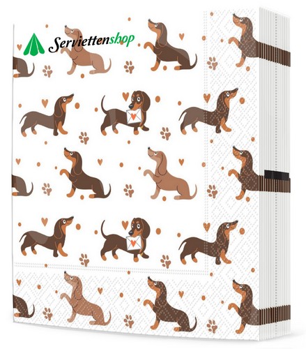 20 Servietten Dachshund Pattern - Dackel-Muster 33x33cm