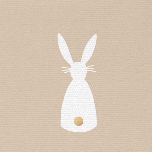 20 Servietten Bunny Canvas taupe - Silhouette Hase weiß-taupe 33x33cm