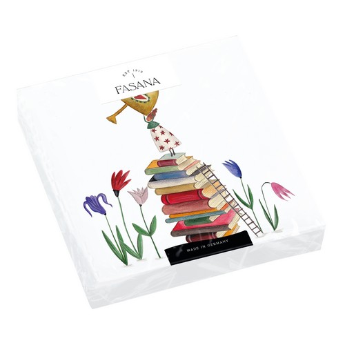 20 Servietten Flower Fairy - Frau auf Bücherstapel 33x33cm