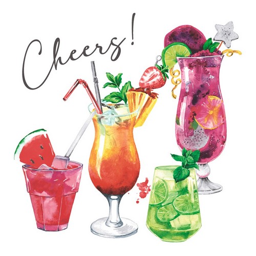 20 Servietten Colourful cheers - Erfrischungsgetränke 33x33cm