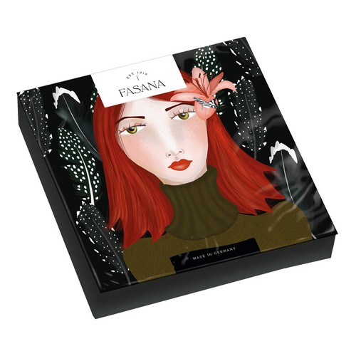 20 Servietten Scarlett with Feathers - Frau vor grauen Federn 33x33cm