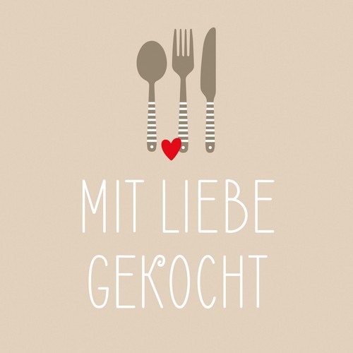 20 Servietten Mit Liebe gekocht - Essen mit Liebe  33x33cm