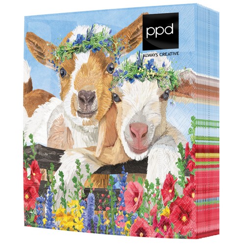 20 Servietten Gary & Gracie - Schafe am Blumenzaun 33x33cm