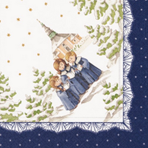 20 Servietten Sternensinger  - Kurrende  in Weihnachtsbordüre 33x33cm