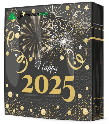 20 Servietten Happy 2025 - Das Jahr 2025 33x33cm