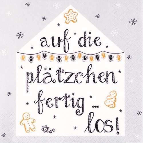 20 Servietten Auf die Plätzchen - und losbacken 33x33cm