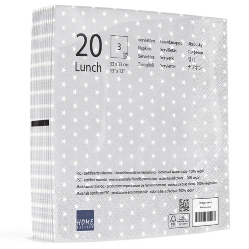 20 Servietten Mini Stars silver - Mini Sterne silber 33x33cm
