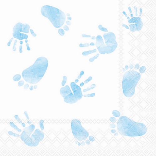 20 Servietten Hands and Feet blue - Hände und Füße blau 33x33cm