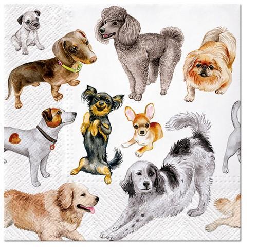 20 Servietten Dog Happiness - Hunderassen 33x33cm