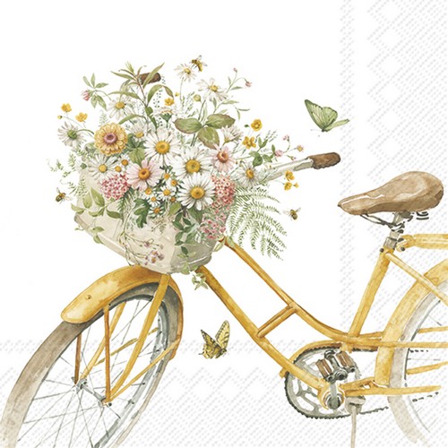 20 Servietten Flower Bike - Blumen auf Vintage-Fahrrad 33x33cm