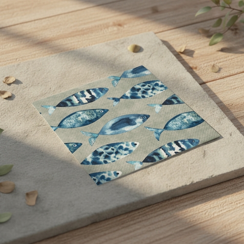 20 Servietten High tide fish - Fische auf Betonfarbe 33x33cm