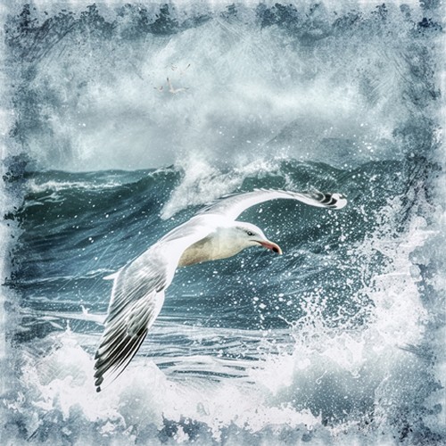 20 Servietten Seagulls in Stormy  Sea - Möwe im Sturm 33x33cm