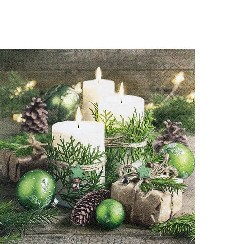 20 kleine Cocktailservietten Snuggery - Kerzen und Weihnachtsdekoration 25x25cm