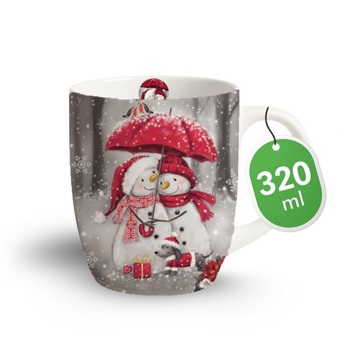 Tasse aus Porzellan Snowmen with Umbrella - Schneemänner mit Regenschirme 0,32L, Höhe 10,5cm