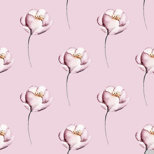 20 Blossoms napkins - Single flowers on pink 33x33cm