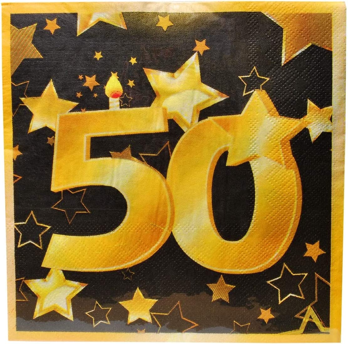20 Servietten 50 schwarz/gold 2-lagig, 33x33cm