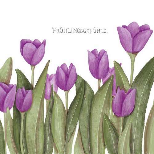 20 Servietten Frühlingsgefühle - Lila Tulpenwiese 33x33cm