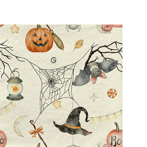 20 kleine Cocktailservietten Autumn Time - Lust auf Halloween 25x25cm