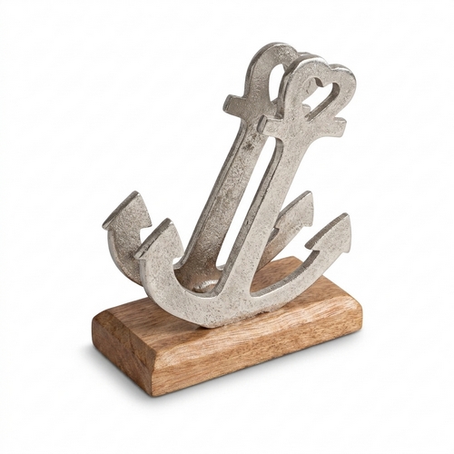 Serviettenhalter Anchor - Anker silber für alle Serviettengrößen, aus Holz, 15,5x17cm